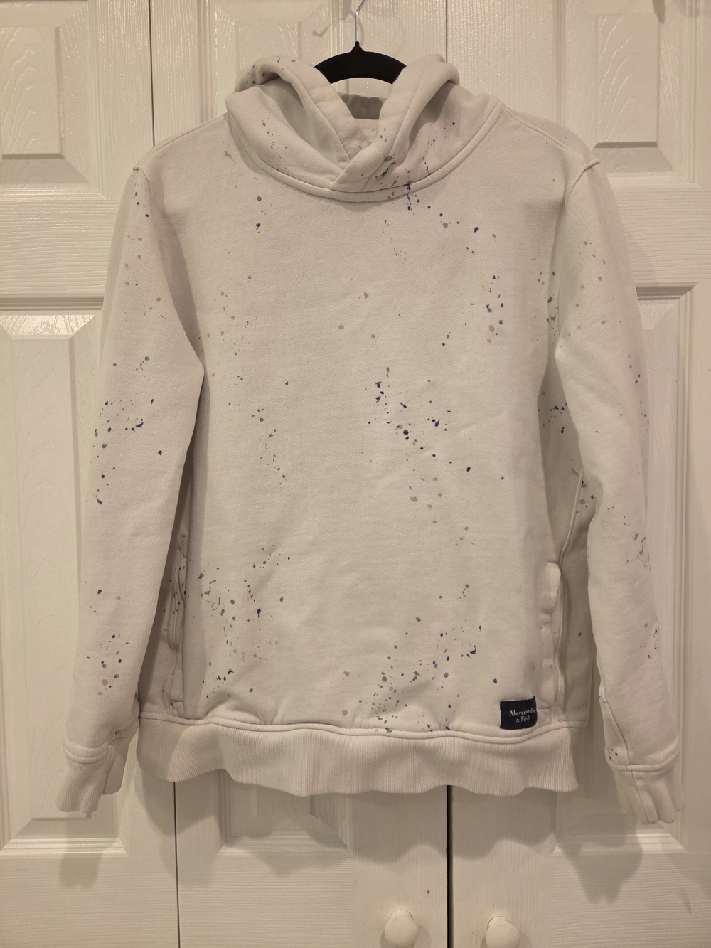 White Paint-Splatter Hoodie Sweater - Women's